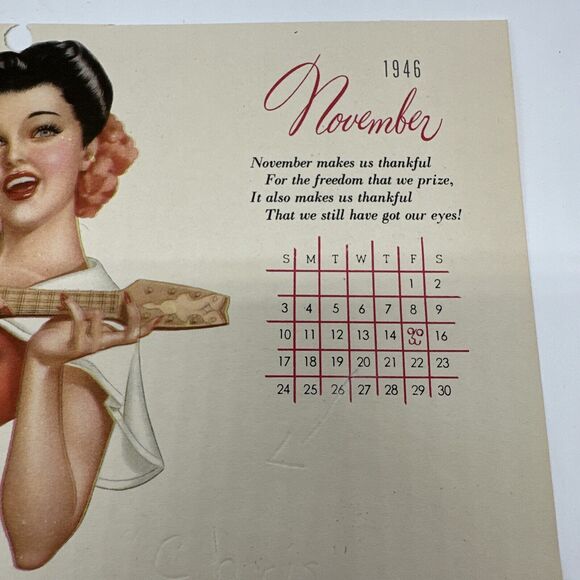 4 Pin-Ups 1946 Vargas Esquire Calendar Pages Lot March April May November Vtg - Picture 14 of 16